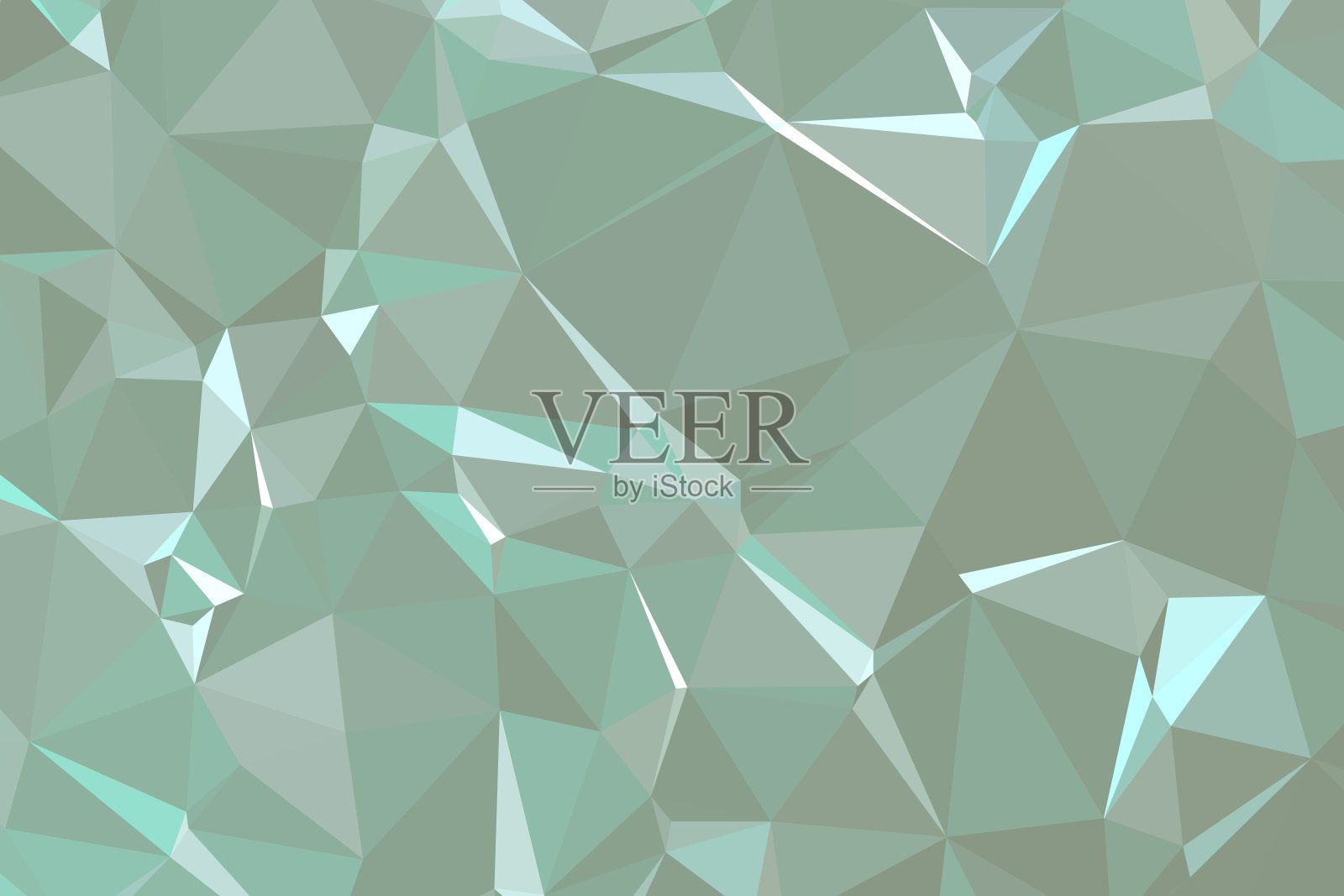 抽象纹理绿色多边形背景。由不同大小和颜色的三角形组成的低多边形几何。用于设计封面,展示,名片或网站。插画图片素材