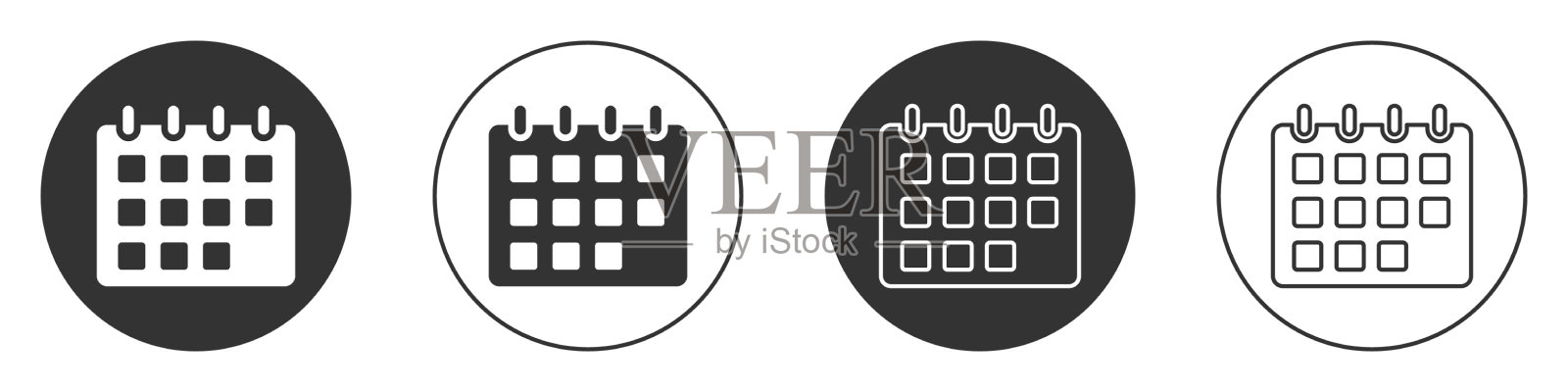 黑色日历图标孤立在白色背景上图标素材