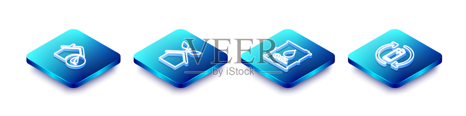 设置等距线环保家居油图标素材