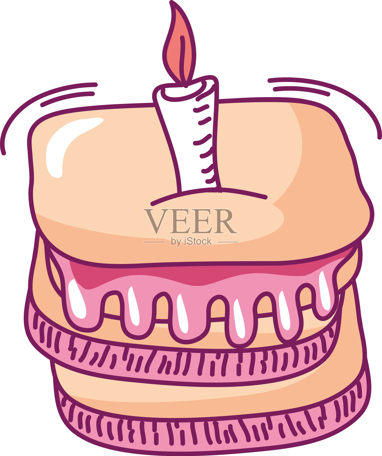 快乐的情人节蛋糕与蜡烛庆祝设计元素图片