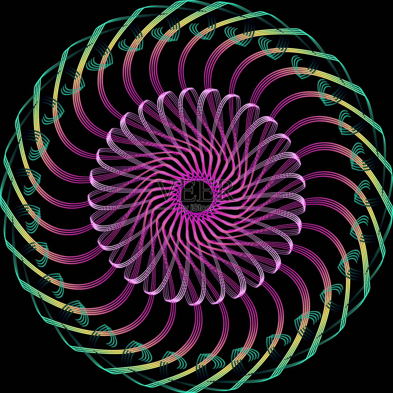 重复氖圆图案上的抽象元素插画图片素材