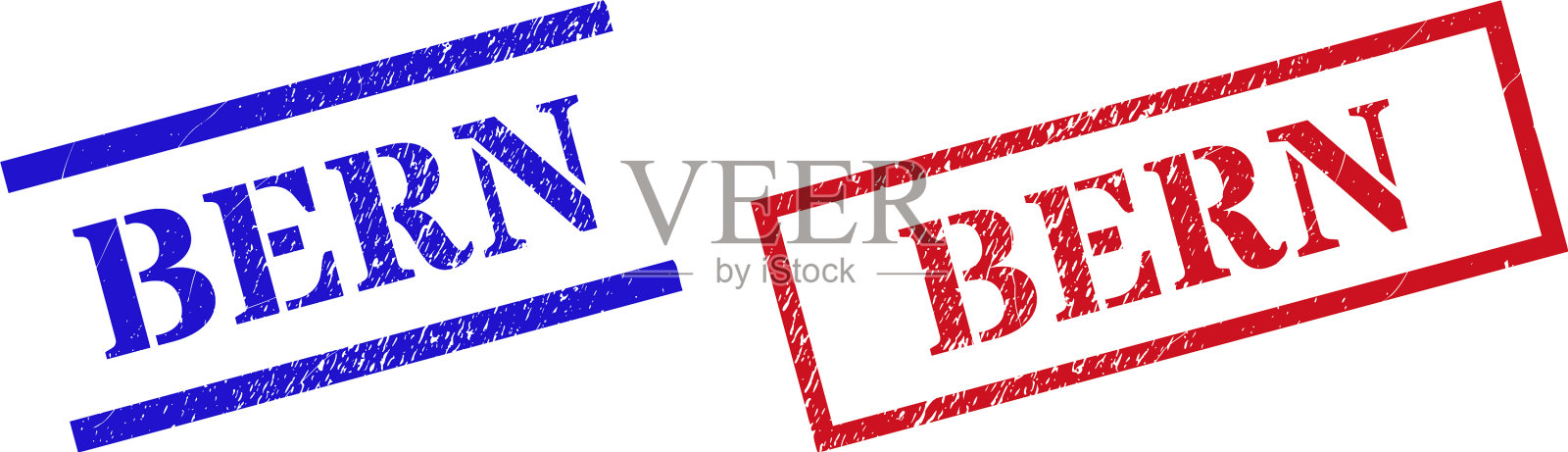 伯尔尼垃圾橡胶印章封条与矩形插画图片素材