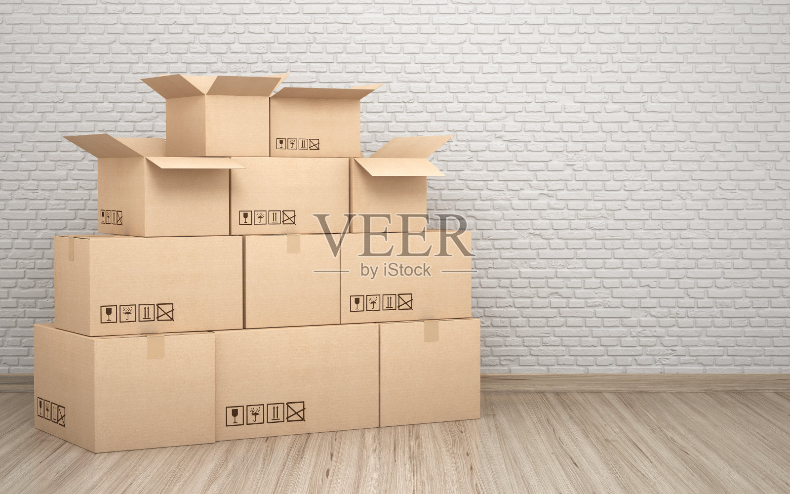 纸箱前的灰色石墙库存照片照片摄影图片