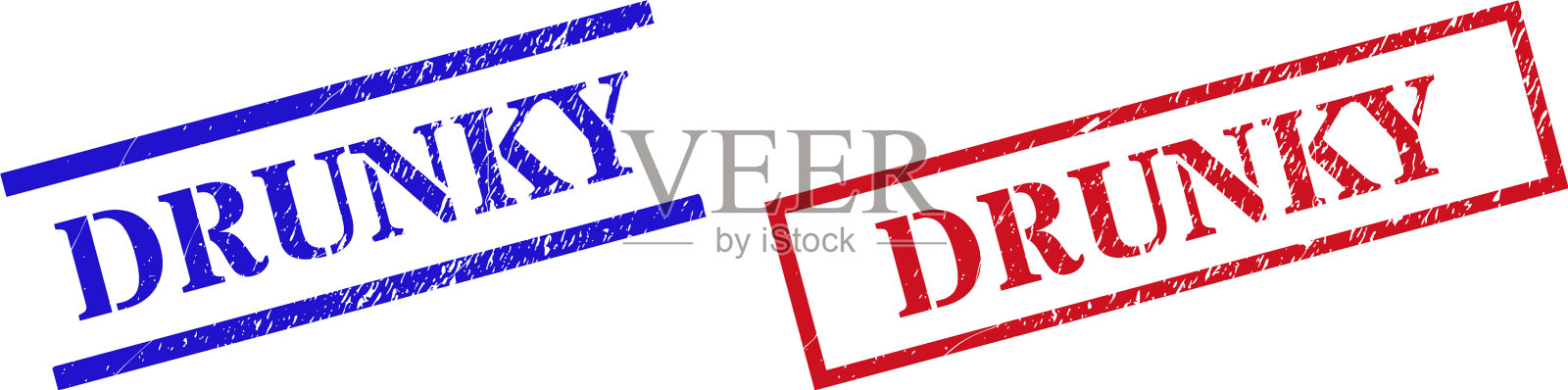 醉醺醺的橡皮图章带有水印插画图片素材