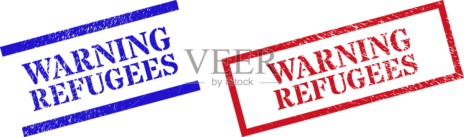警告难民纹理刻花印章插画图片素材