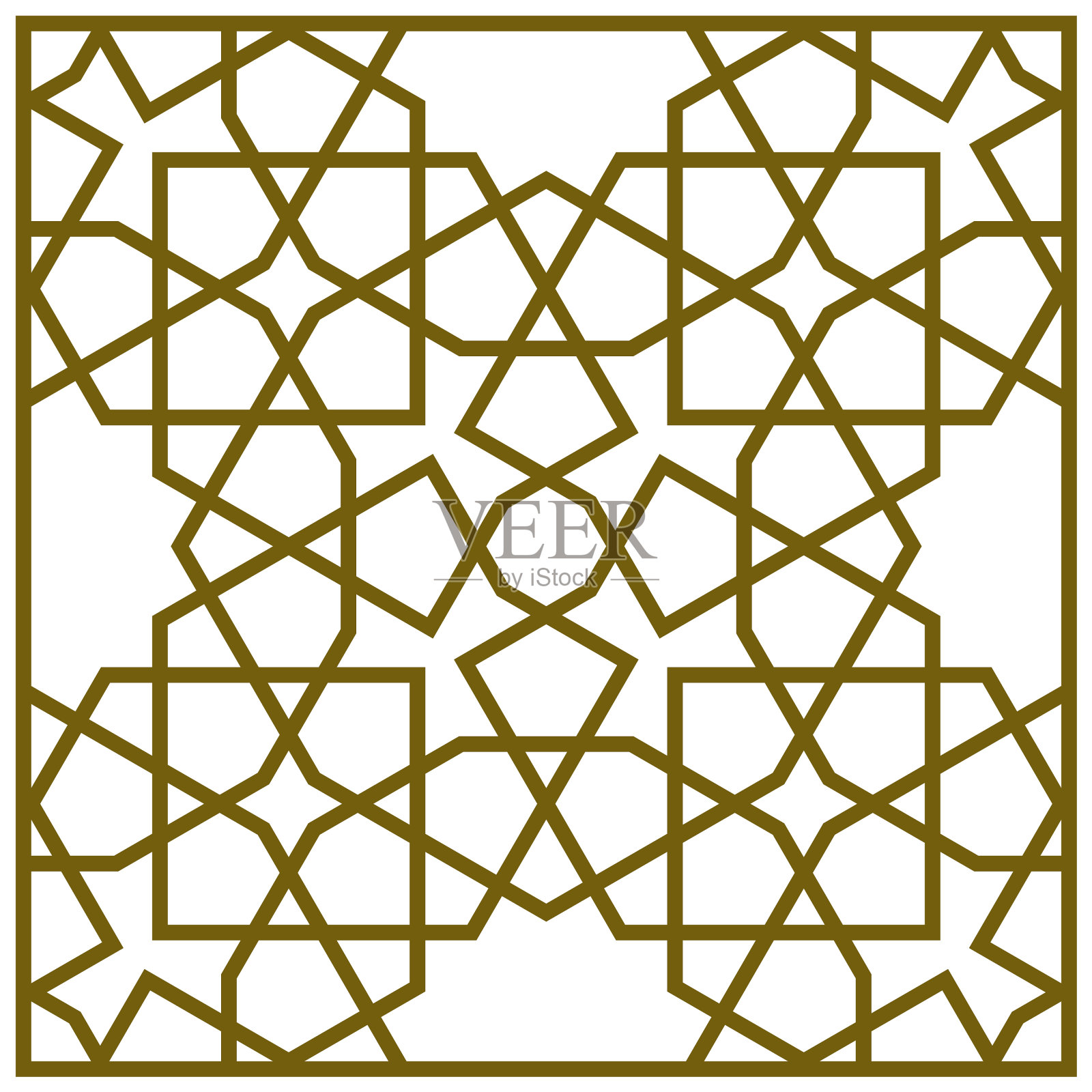 几何伊斯兰装饰在棕色。单框模式。插画图片素材