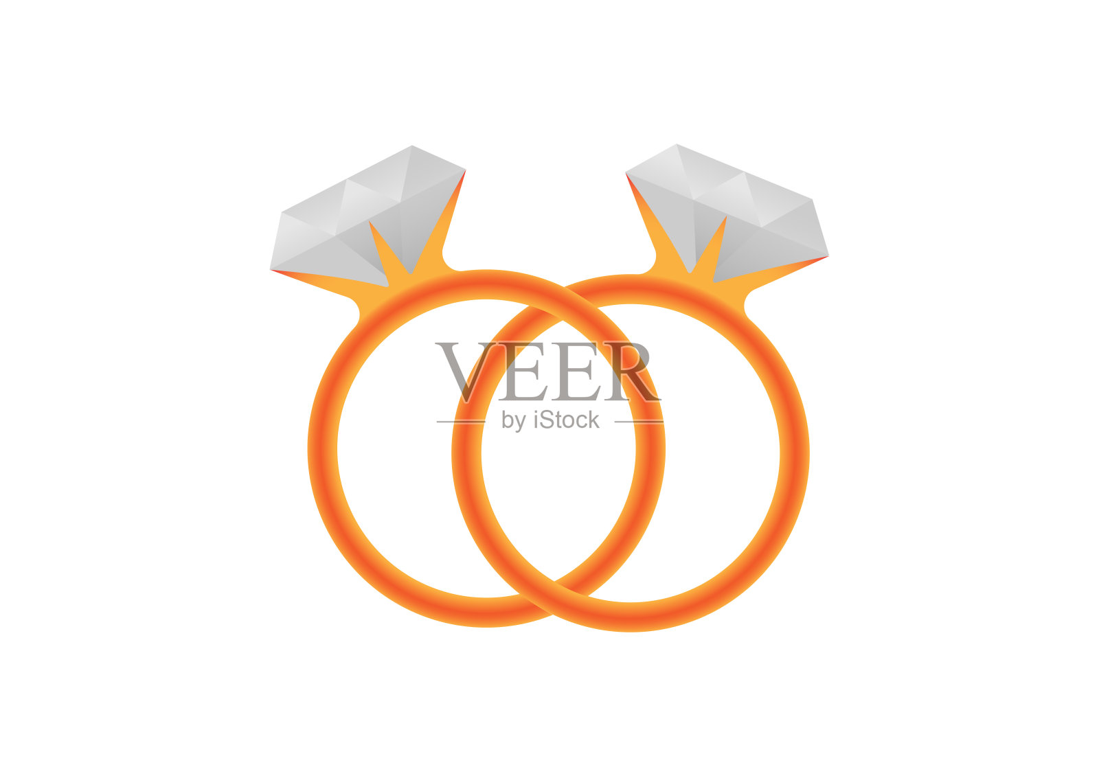 婚礼或订婚金钻石戒指在白色背景插画图片素材