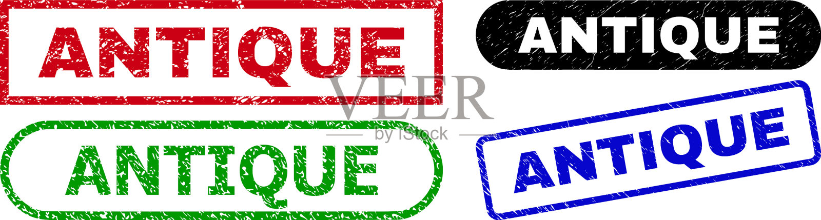 古董矩形邮票印章使用垃圾表面插画图片素材