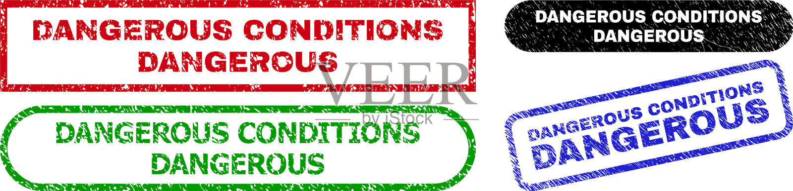 危险条件下矩形印章使用插画图片素材