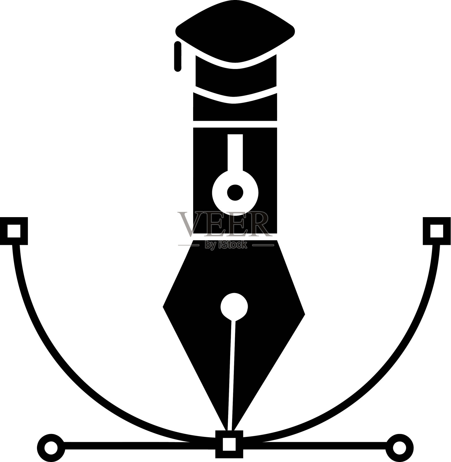 创意钢笔工具毕业黑色图标图标素材