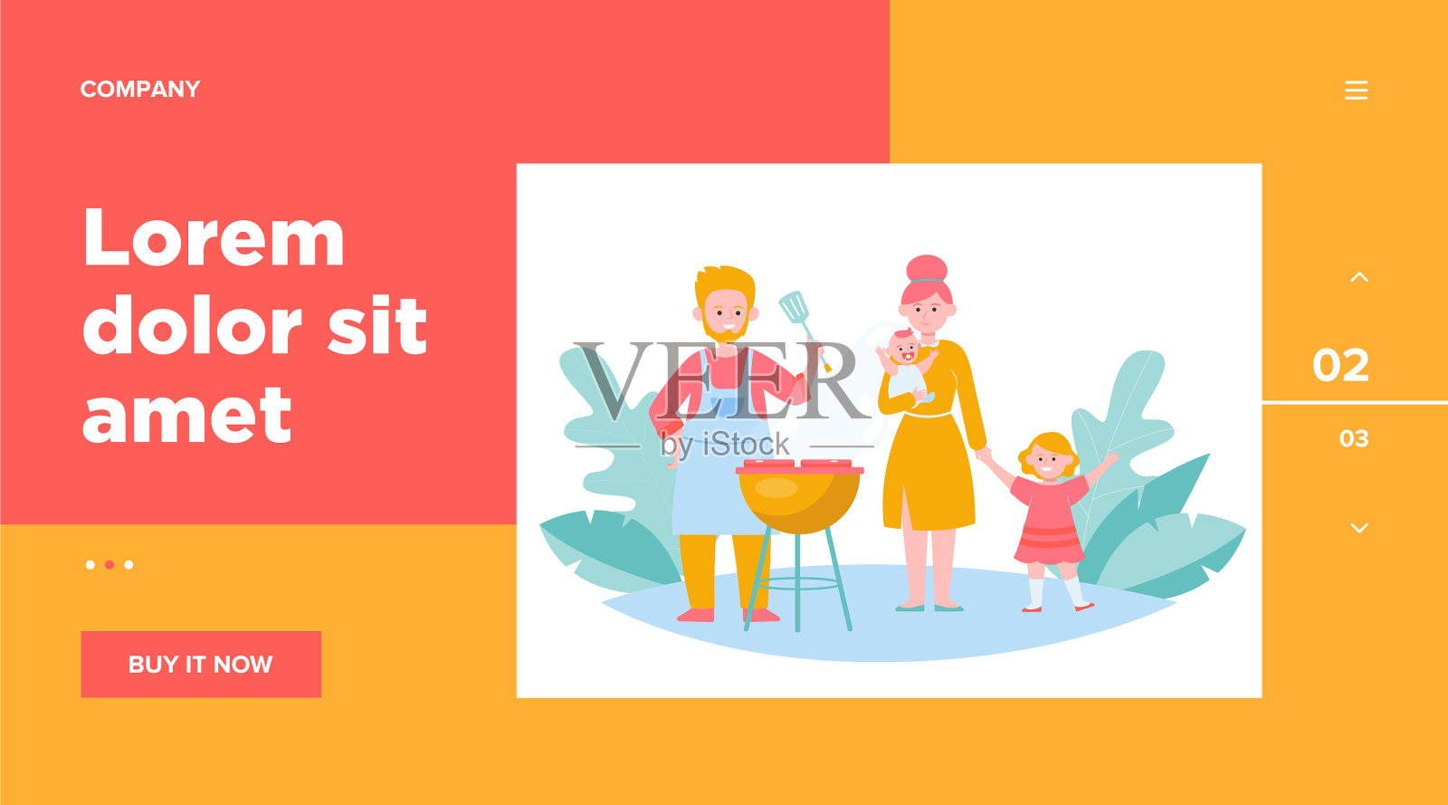 一家人带着孩子在户外烧烤设计模板素材