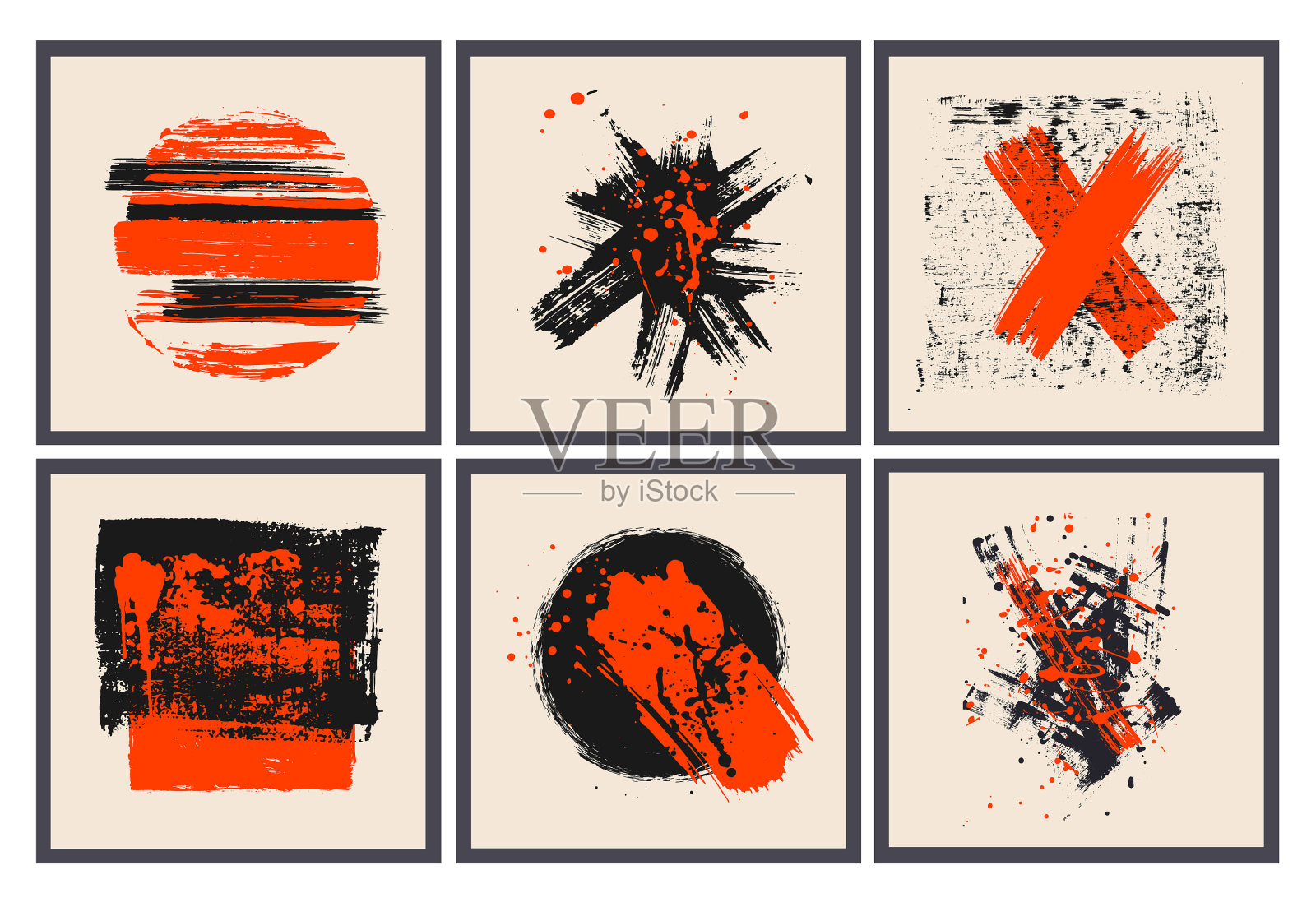 现代艺术海报封面用各种手绘设计元素图片