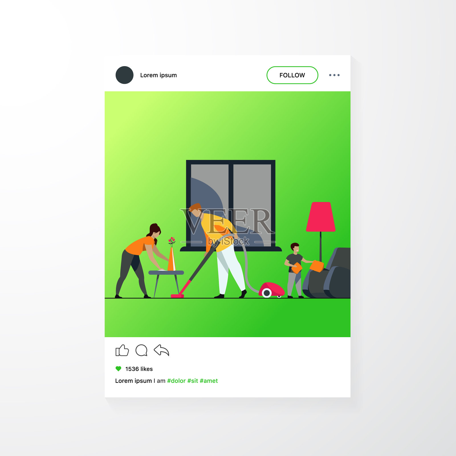 幸福家庭一起看家看家插画图片素材