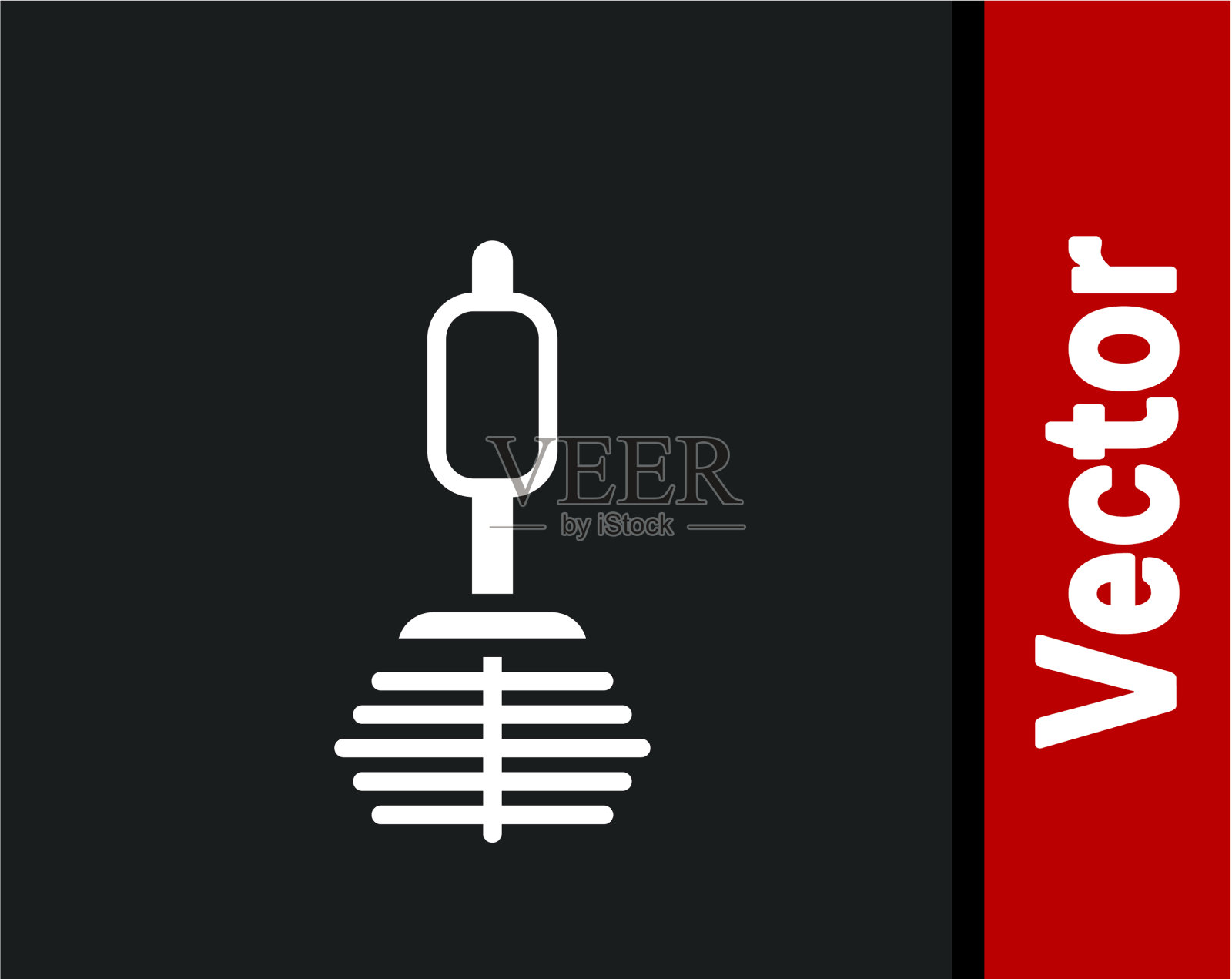 白色马桶刷图标隔离在黑色上插画图片素材