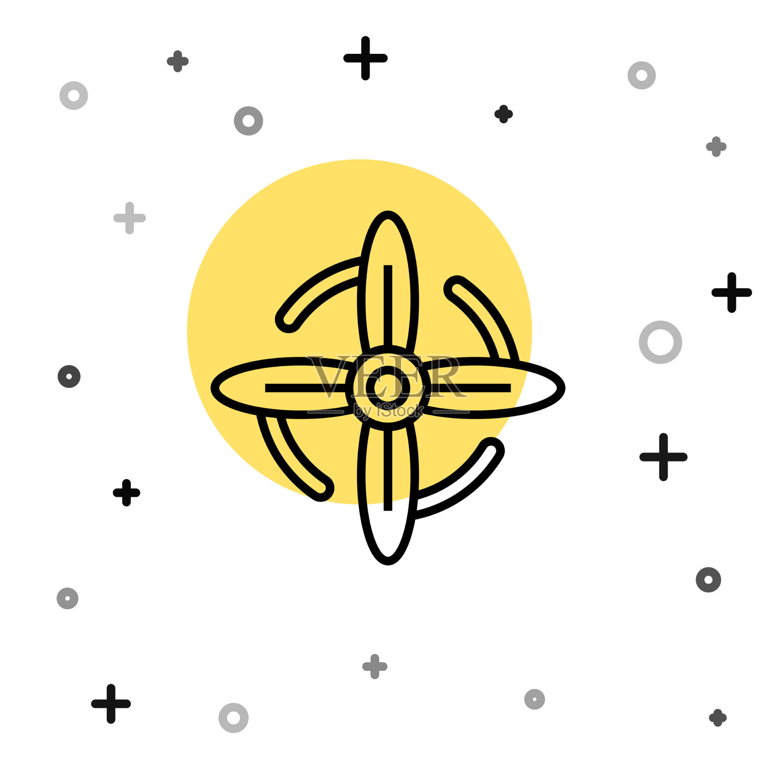 黑线风力发电机图标孤立在白色图标素材