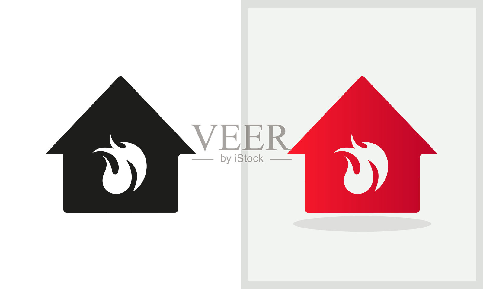 消防标志设计。首页标志与火概念矢量。消防和家居标志设计设计元素图片