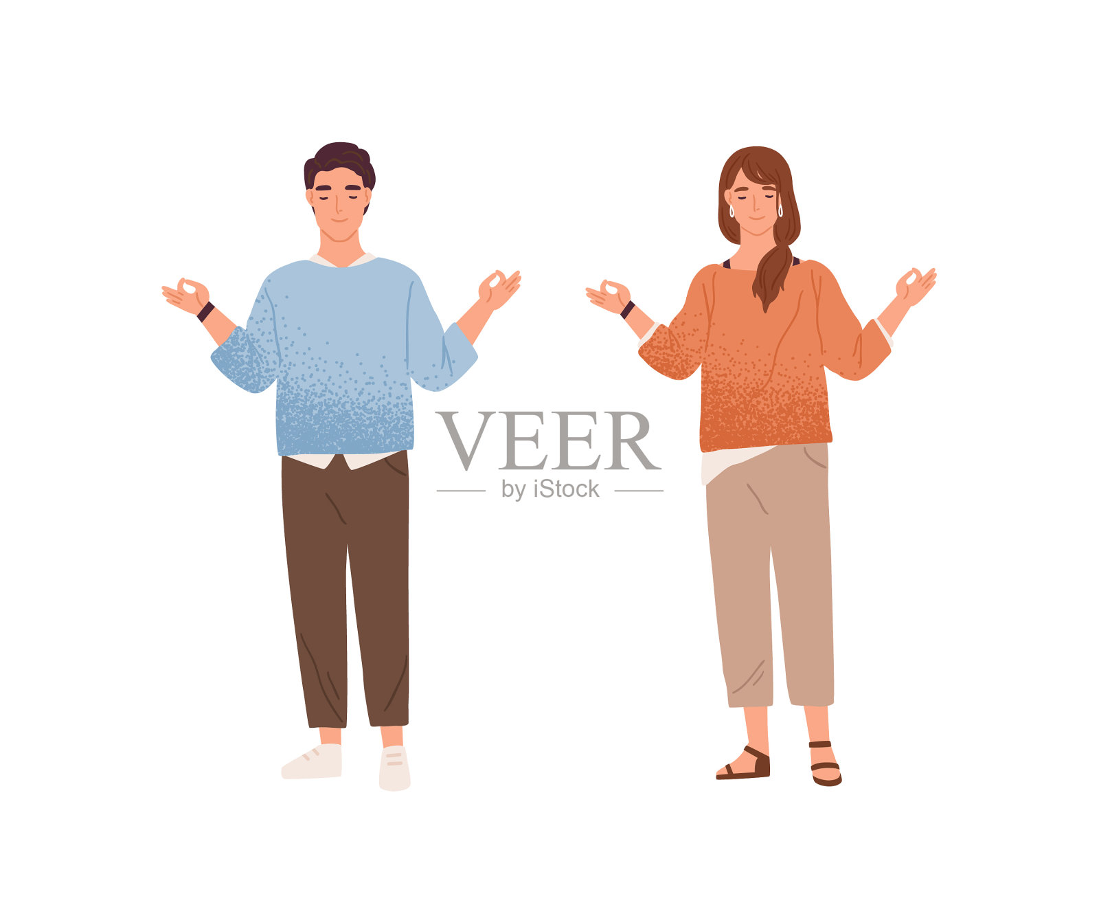 男人和女人在冥想,试图保持平静设计元素图片