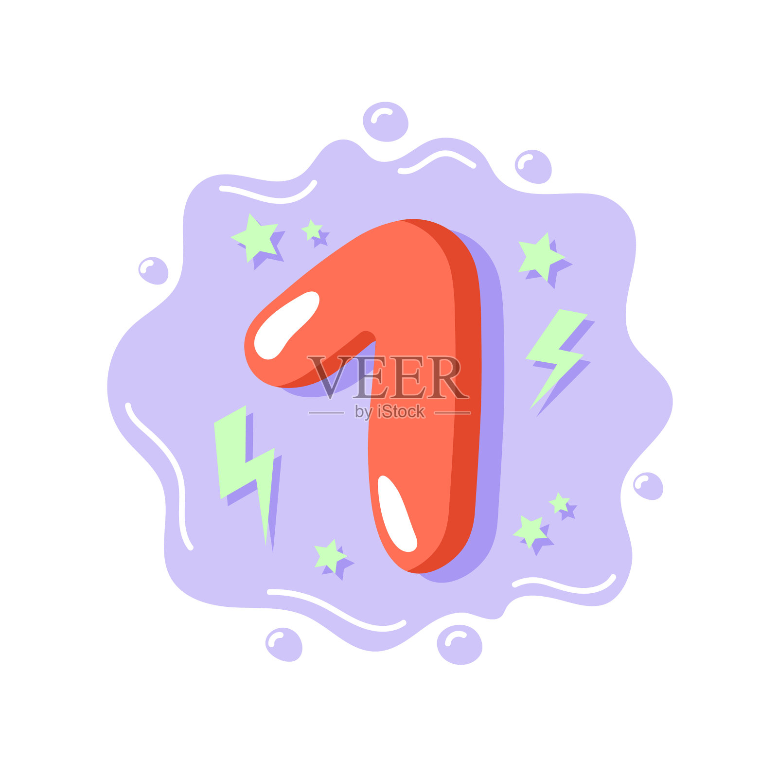 儿童生日贺卡的第一号卡通图标素材