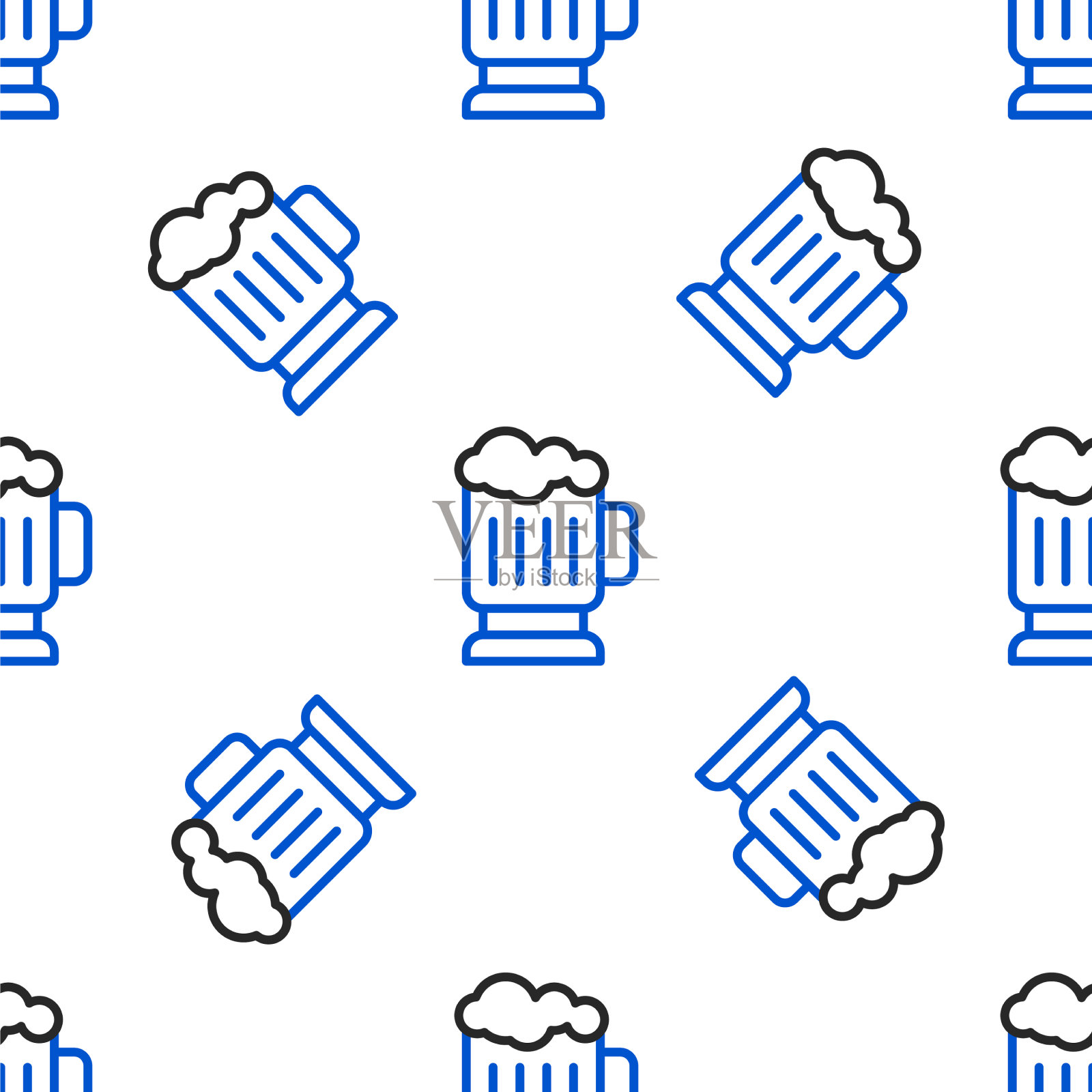 线木啤酒杯图标隔离无缝插画图片素材