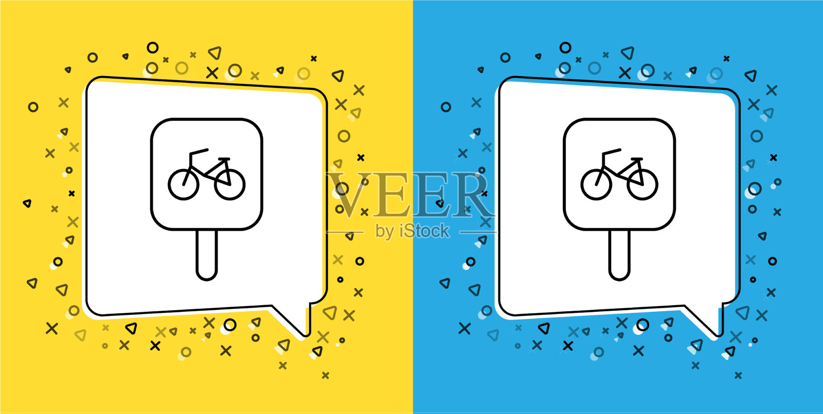 设置线自行车停车图标隔离在黄色图标素材