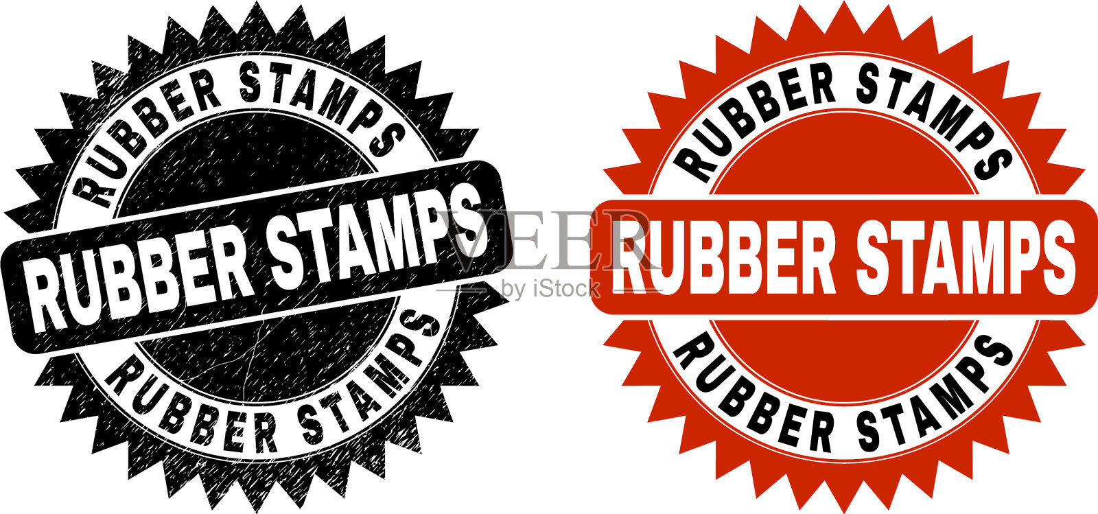 橡胶邮票黑色玫瑰形邮票与橡胶插画图片素材