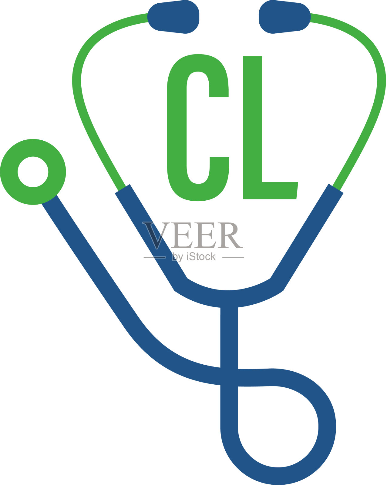 Cl字母标志设计带有听诊器图标插画图片素材