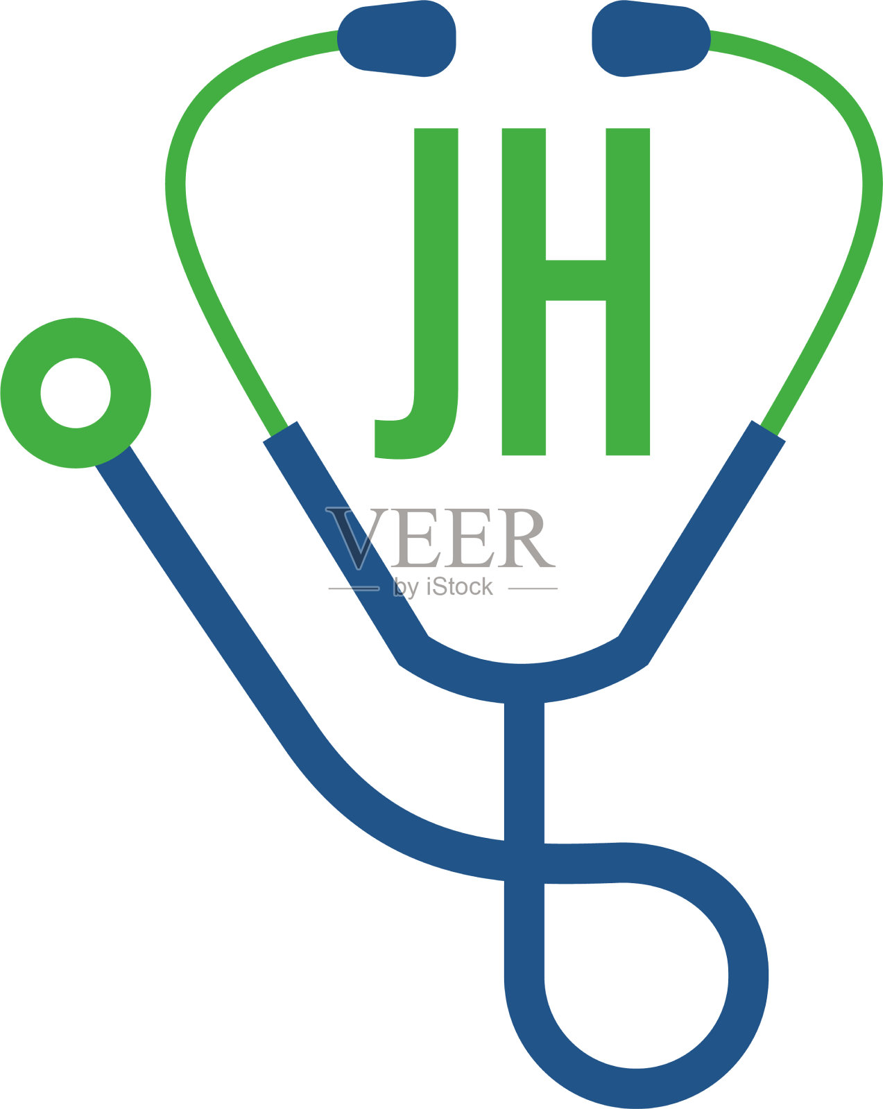 Jh字母标志设计带有听诊器图标插画图片素材