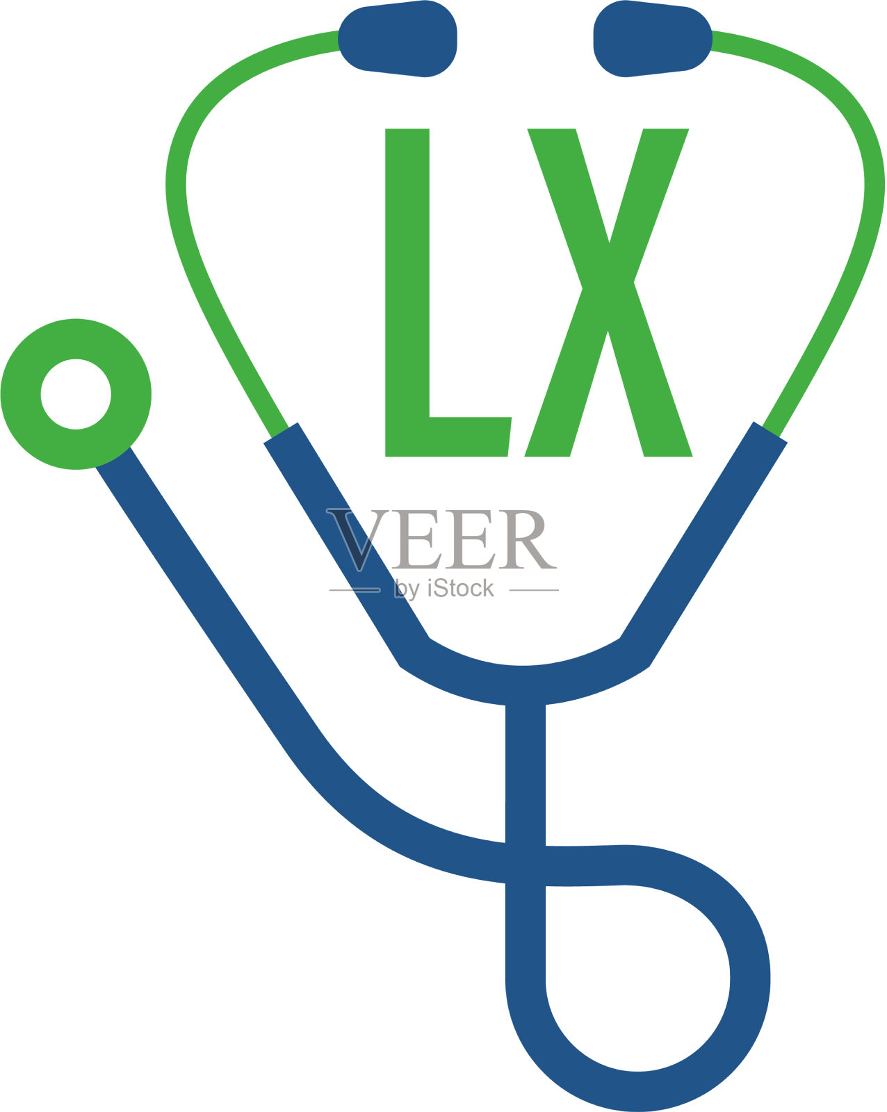 Lx字母标志设计带有听诊器图标插画图片素材