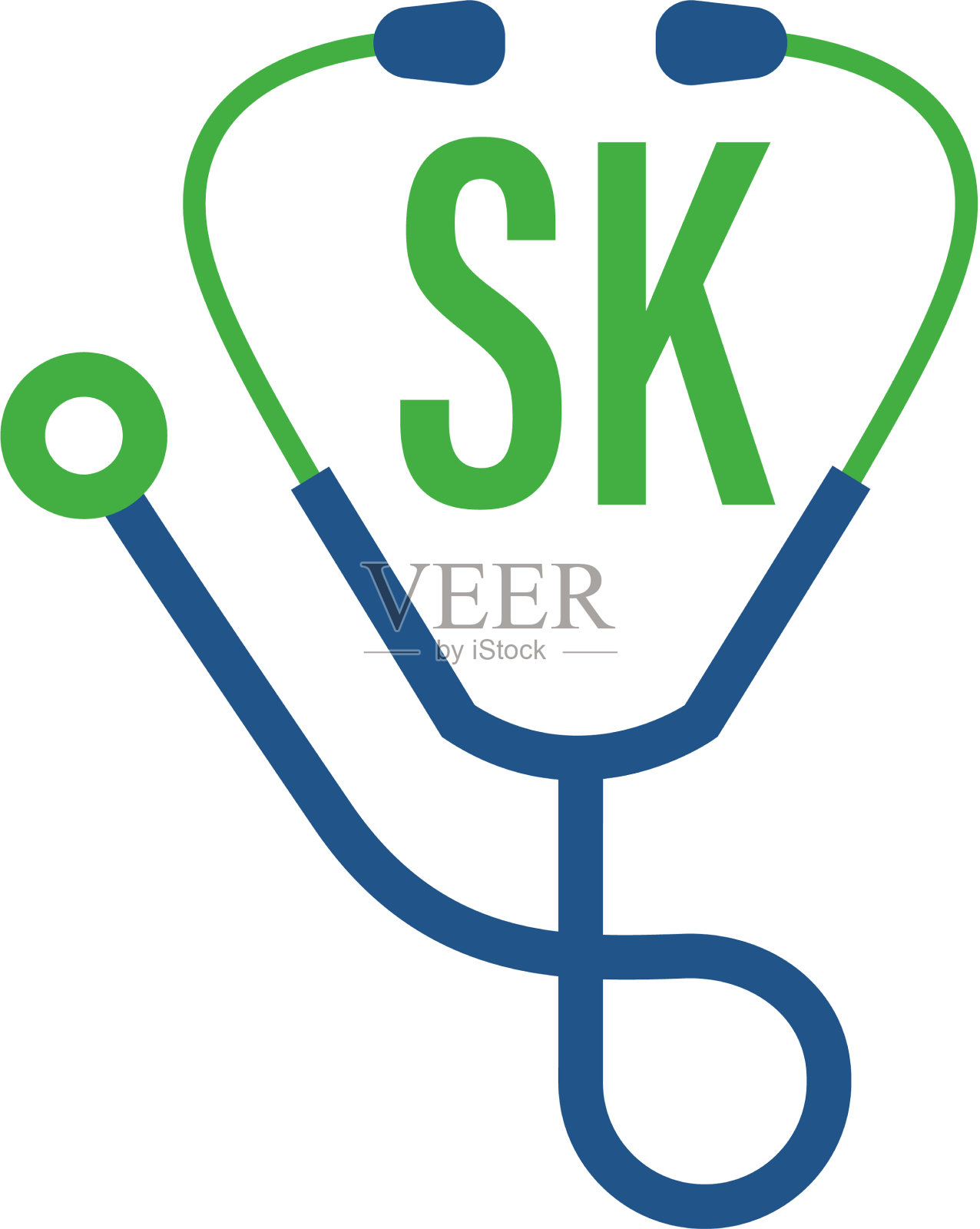 Sk字母标志设计带有听诊器图标插画图片素材