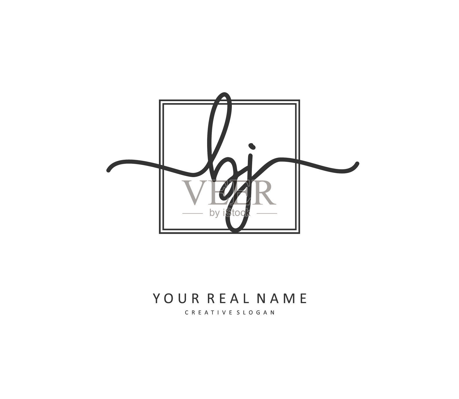 Bj首字母手写和签名标志插画图片素材