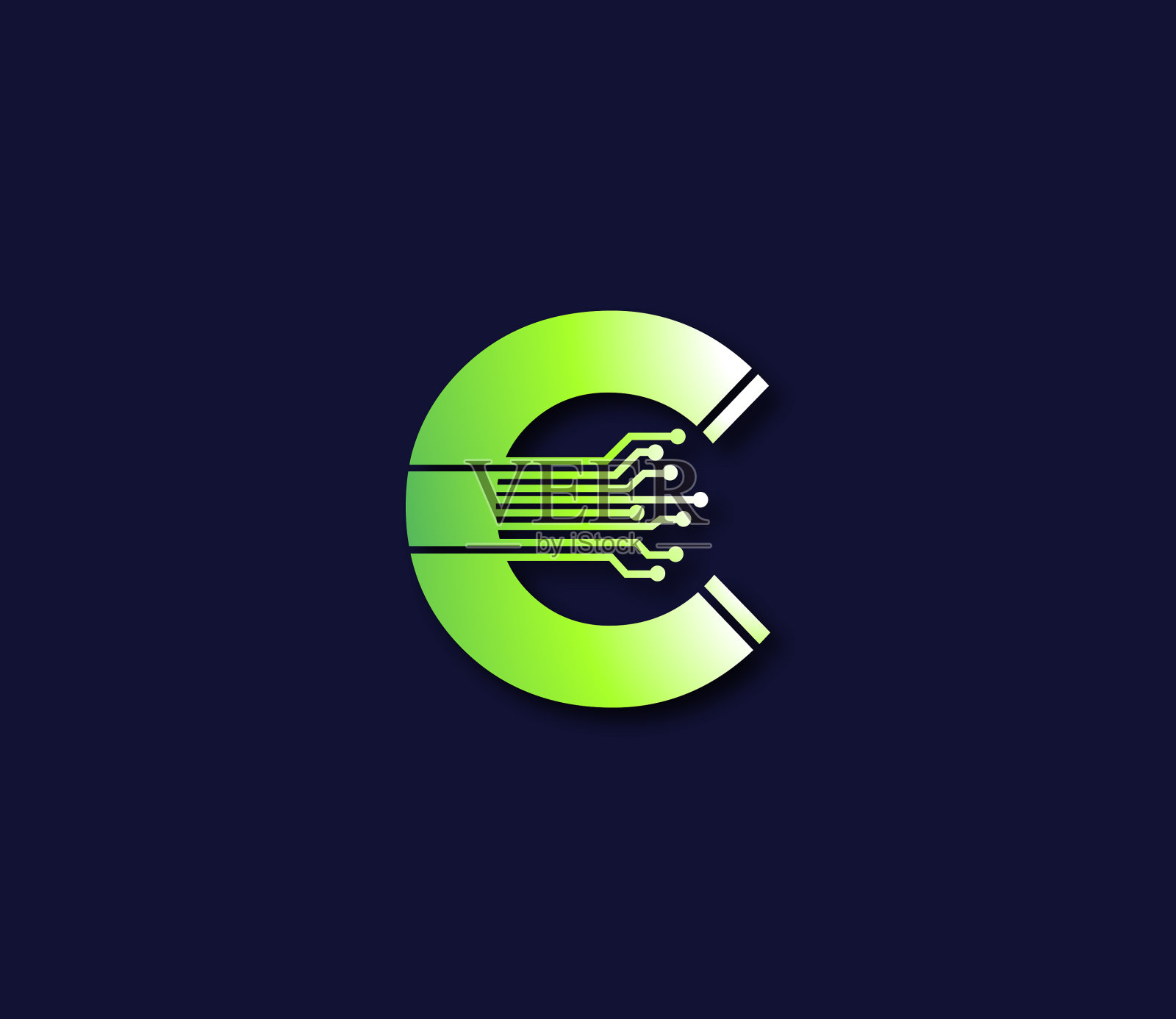 C字母技术数据电路标识设计插画图片素材