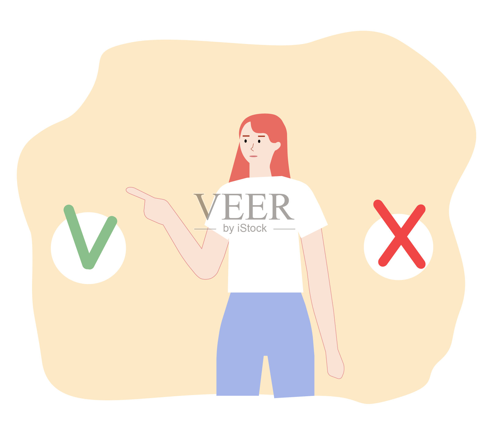 女孩在考虑如何选择图形插画图片素材