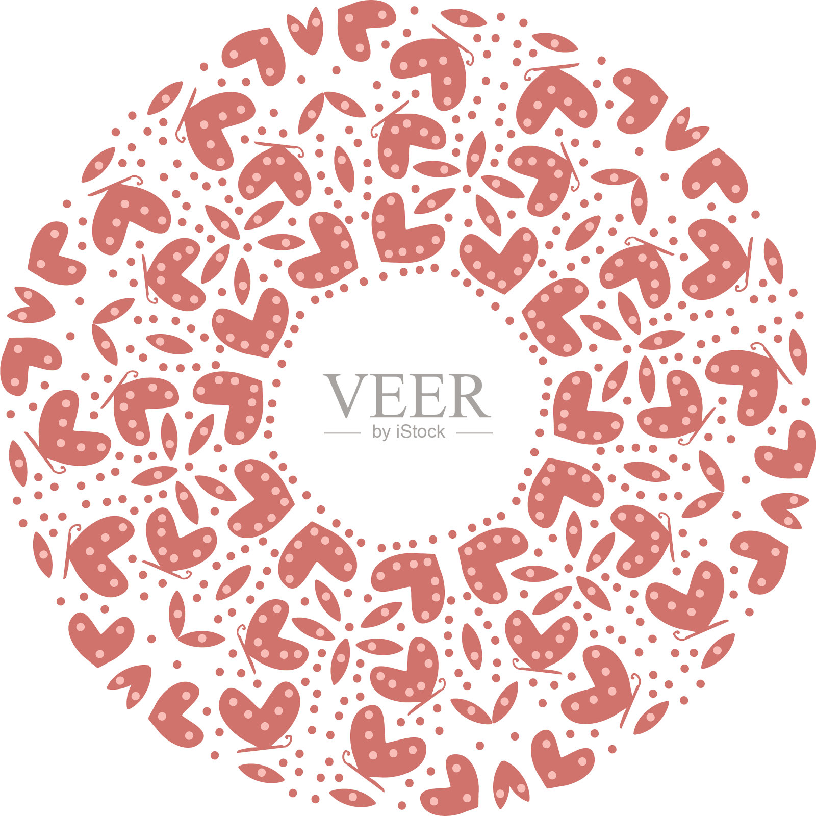 蝴蝶和心曼荼罗插画图片素材