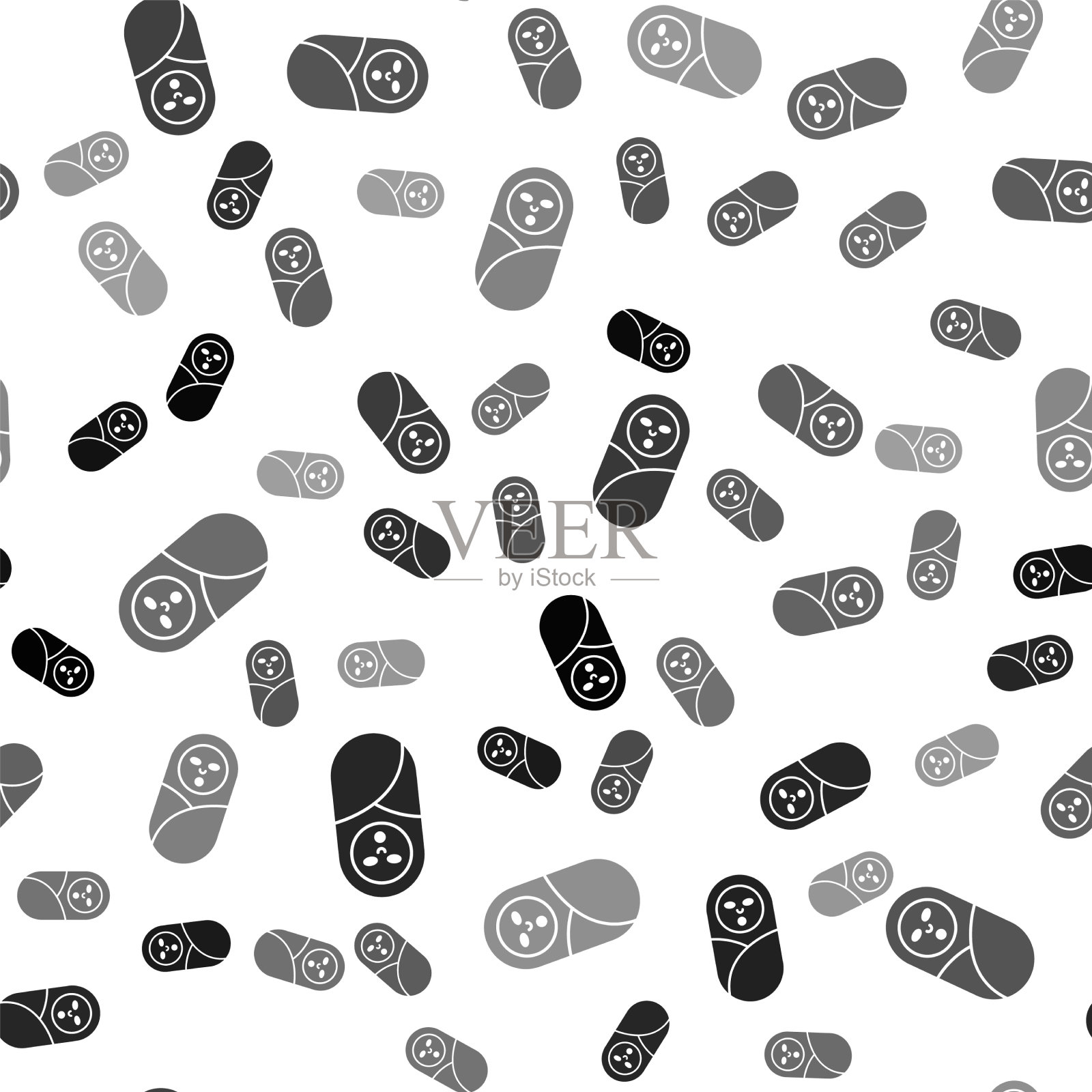 黑色婴儿襁褓或襁褓插画图片素材