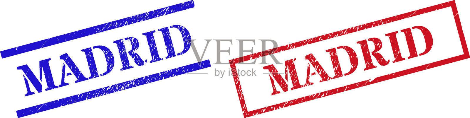 马德里垃圾橡胶印章与矩形插画图片素材