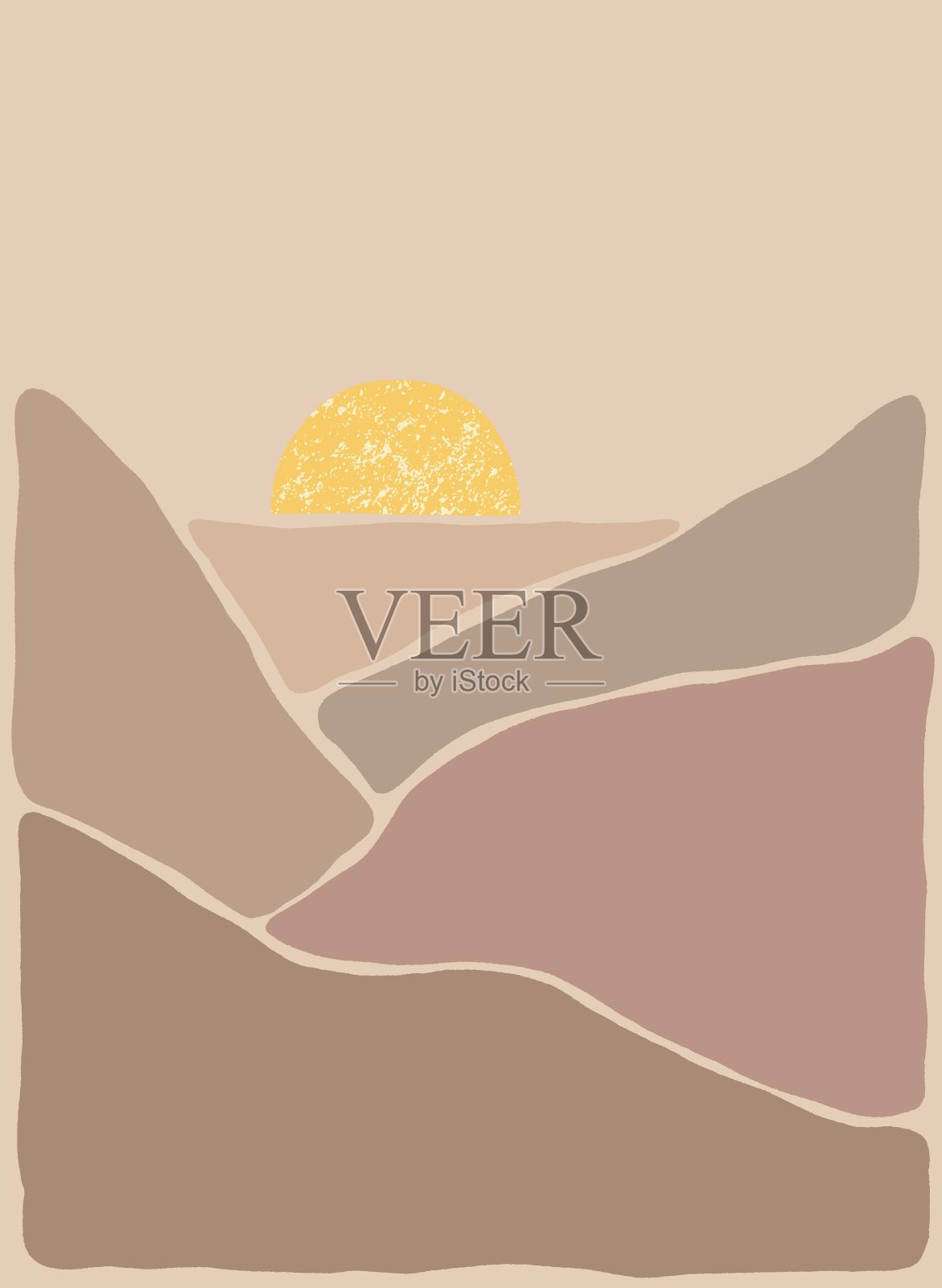 抽象波西米亚艺术景观插画图片素材