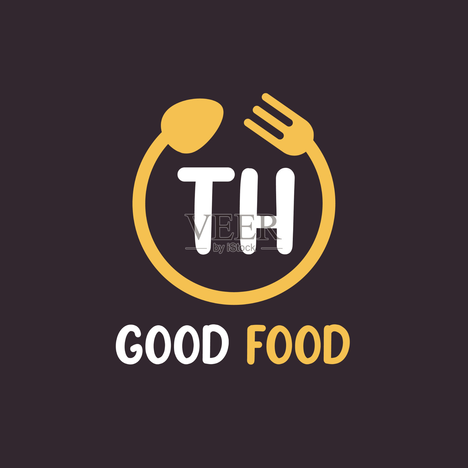 字母标志的设计具有餐厅的概念插画图片素材