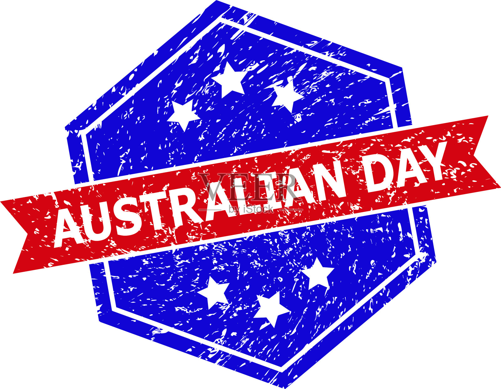 六角双色澳日橡皮图章插画图片素材