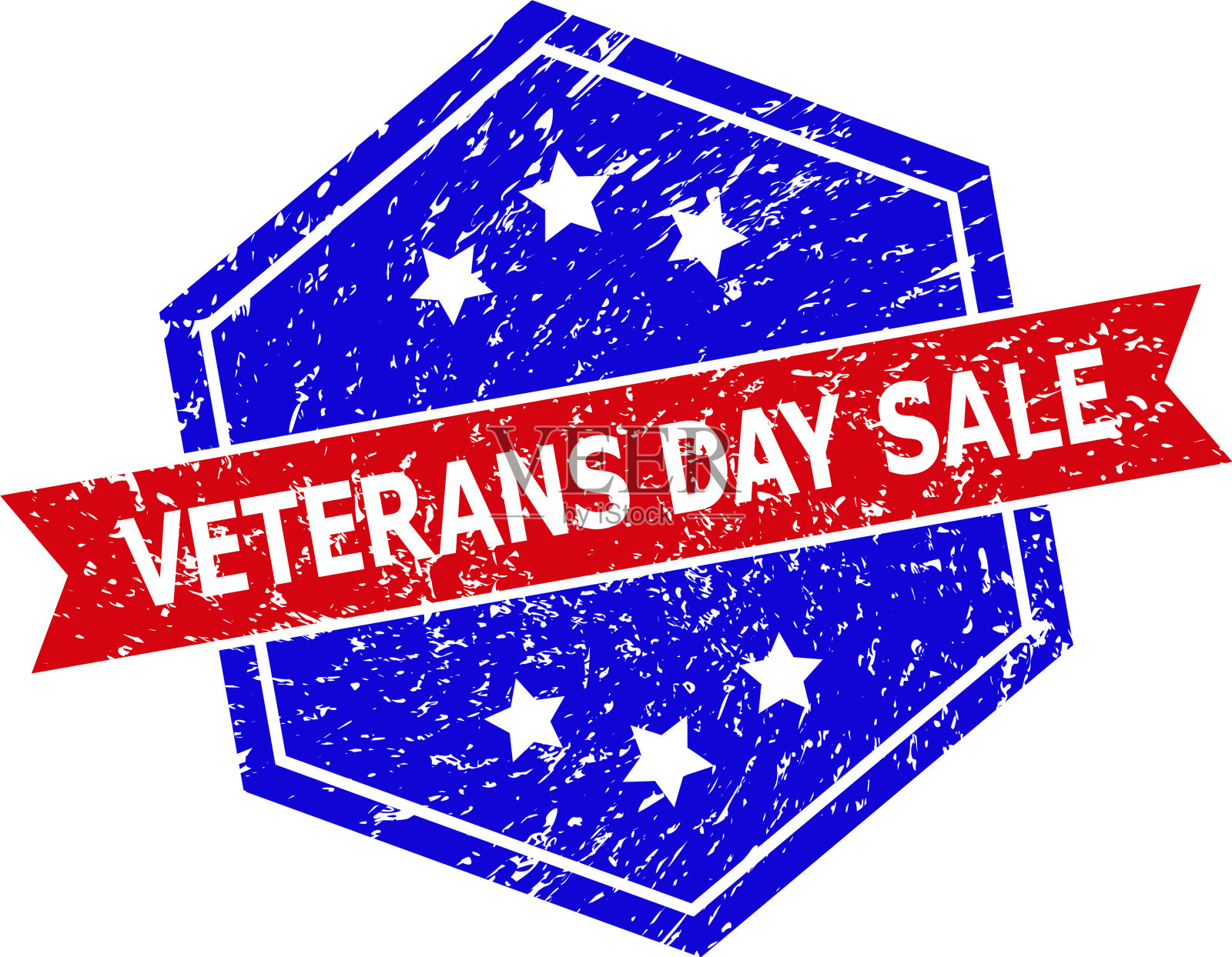 六边形双色退伍军人日特卖邮票设计元素图片