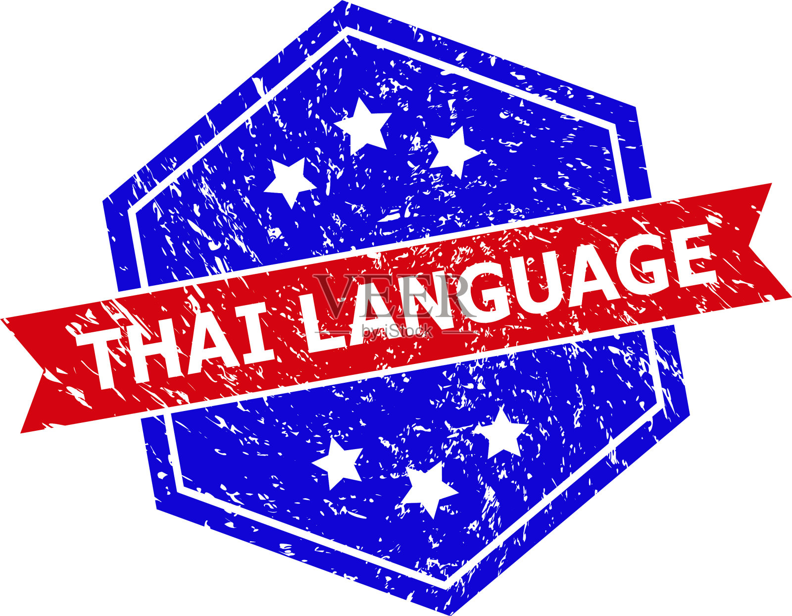 六角双色泰语橡皮图章用插画图片素材