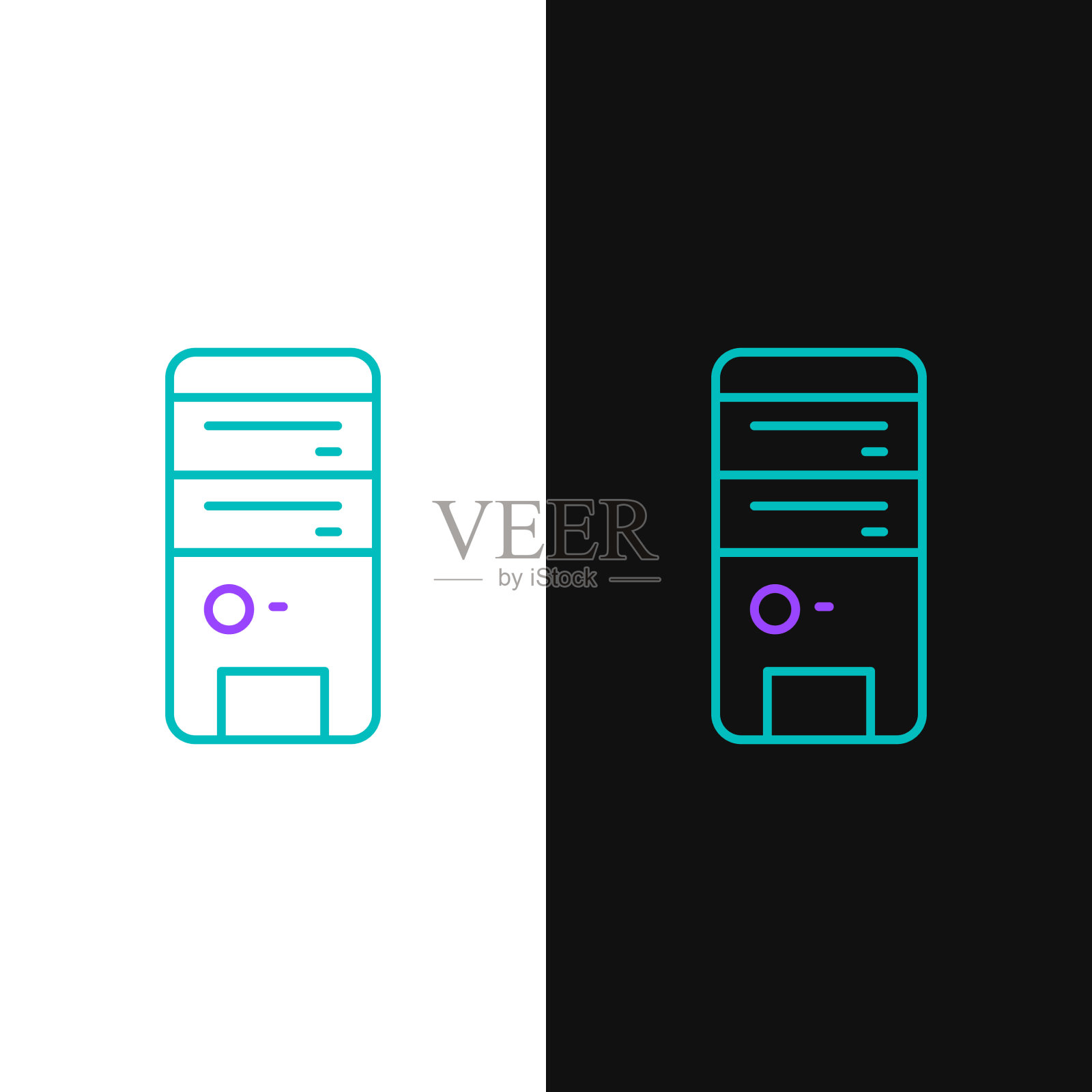 线计算机图标隔离黑白插画图片素材