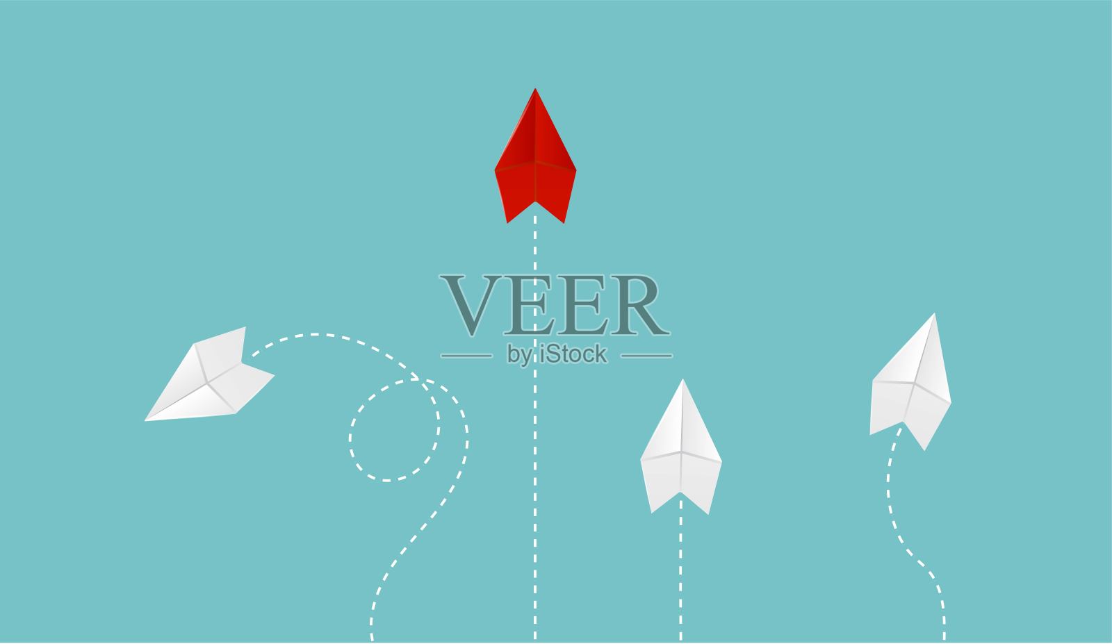 纸飞机竞争与成功的商业理念插画图片素材