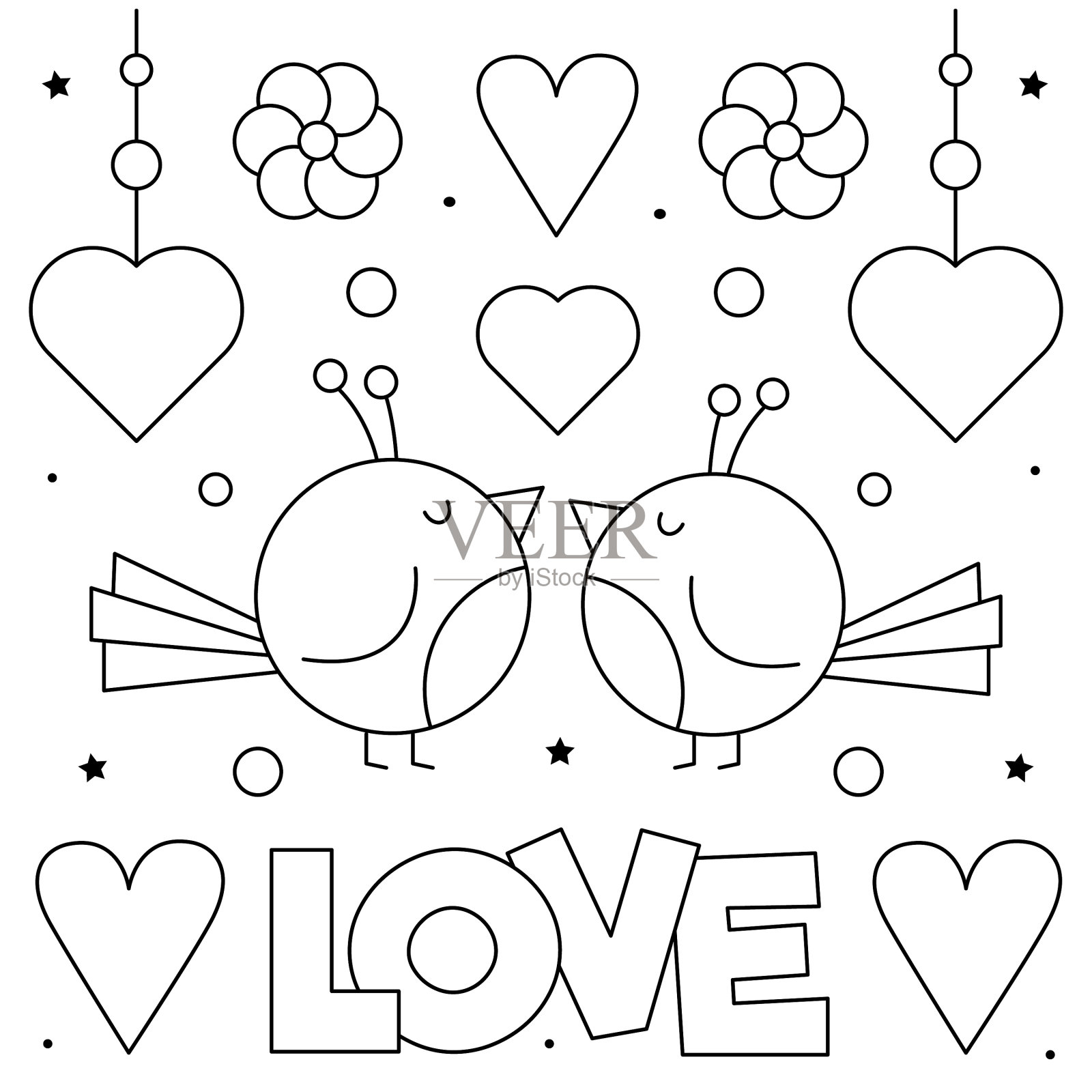 爱涂色页夫妇插画图片素材