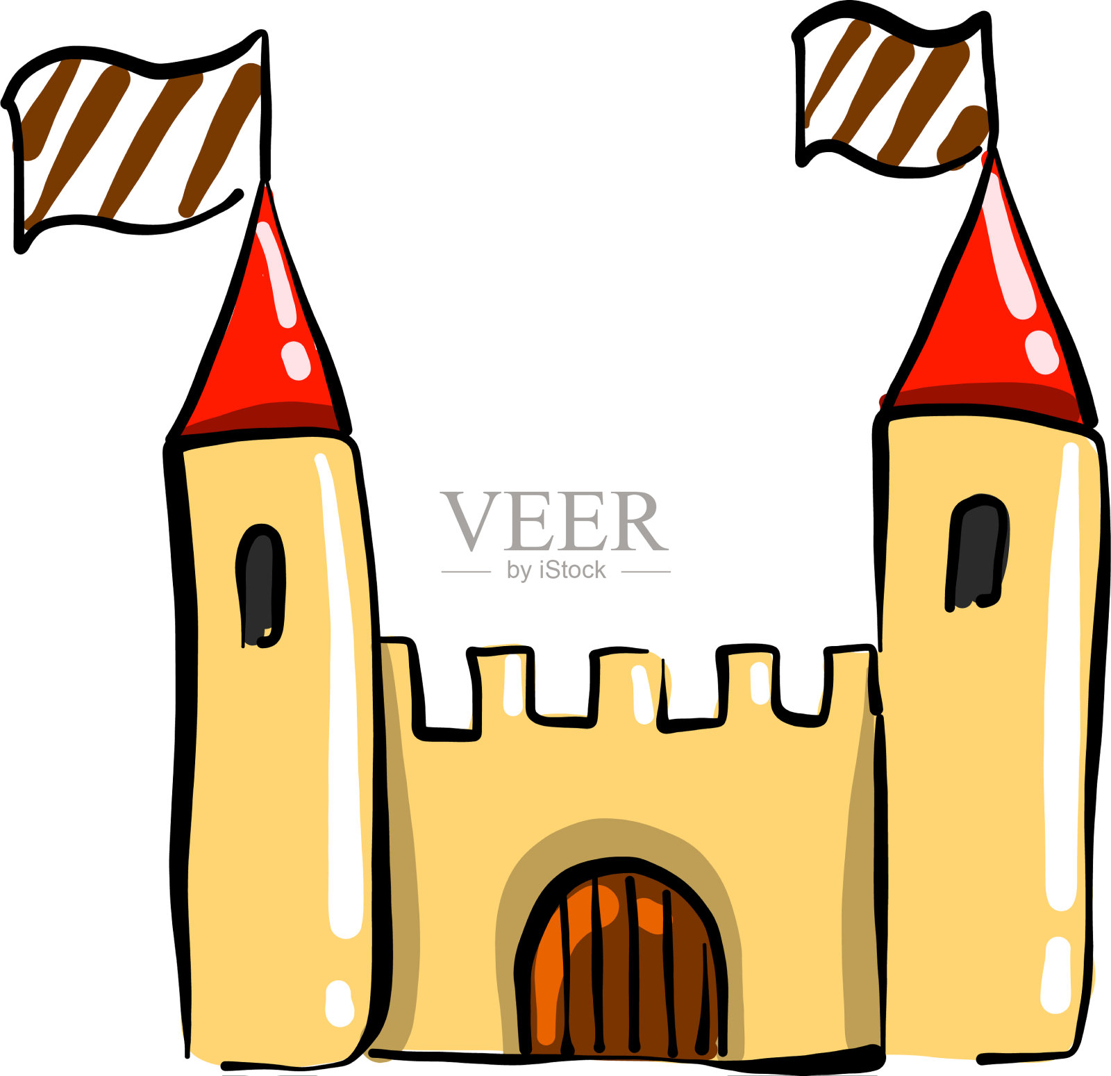 白色背景上的黄色城堡设计元素图片