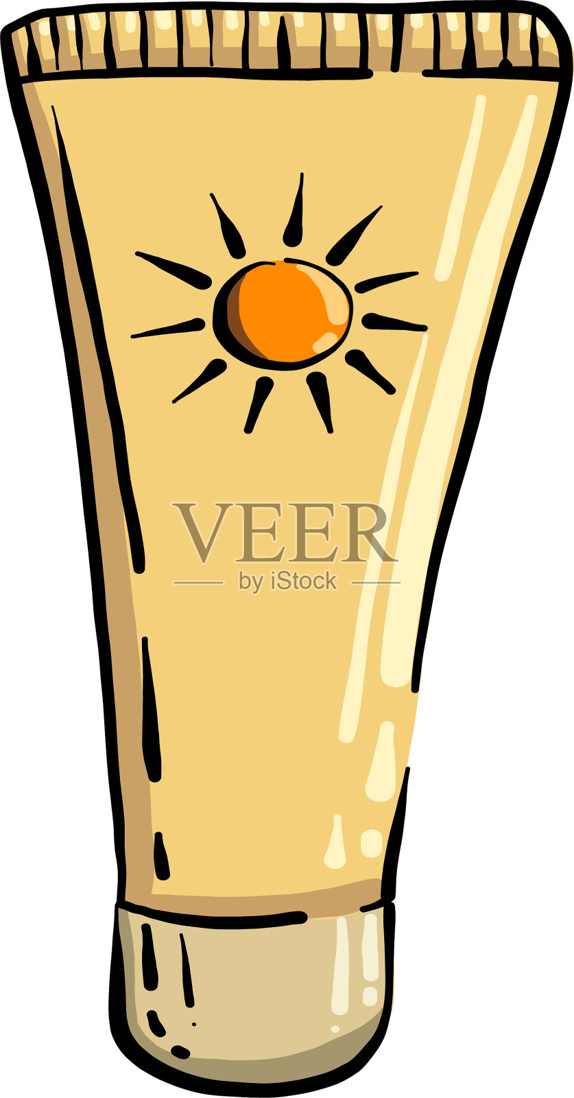 白色背景上的晒黑霜插画图片素材