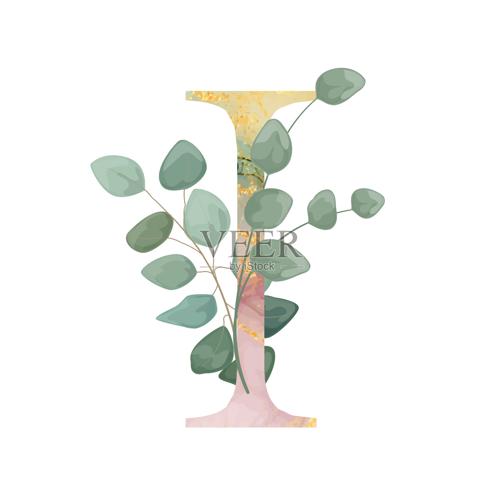 花的字母表。用植物花束固定字母。婚礼请柬、贺卡、生日、logo、海报等创意。设计元素图片