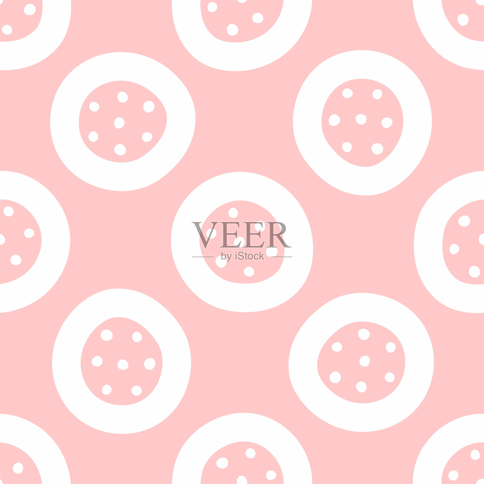 简单的无缝模式与重复的圆圈和小点。手工绘制。矢量插图。插画图片素材