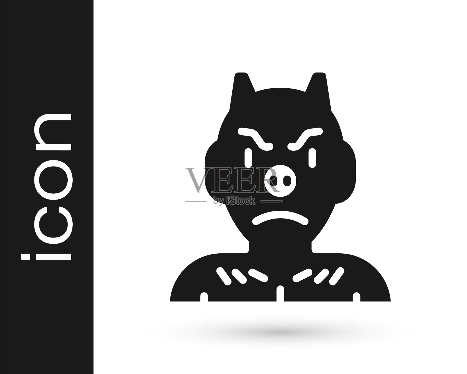 黑色克拉普斯,白色背景上的图标。有角的魔鬼。传统的圣诞魔鬼。快乐的万圣节派对。向量图标素材