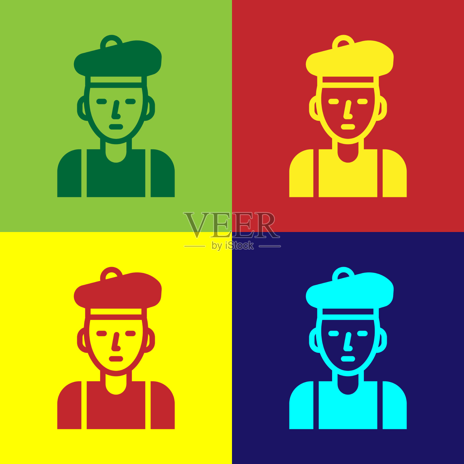 波普艺术的法国人偶像孤立的颜色图标素材