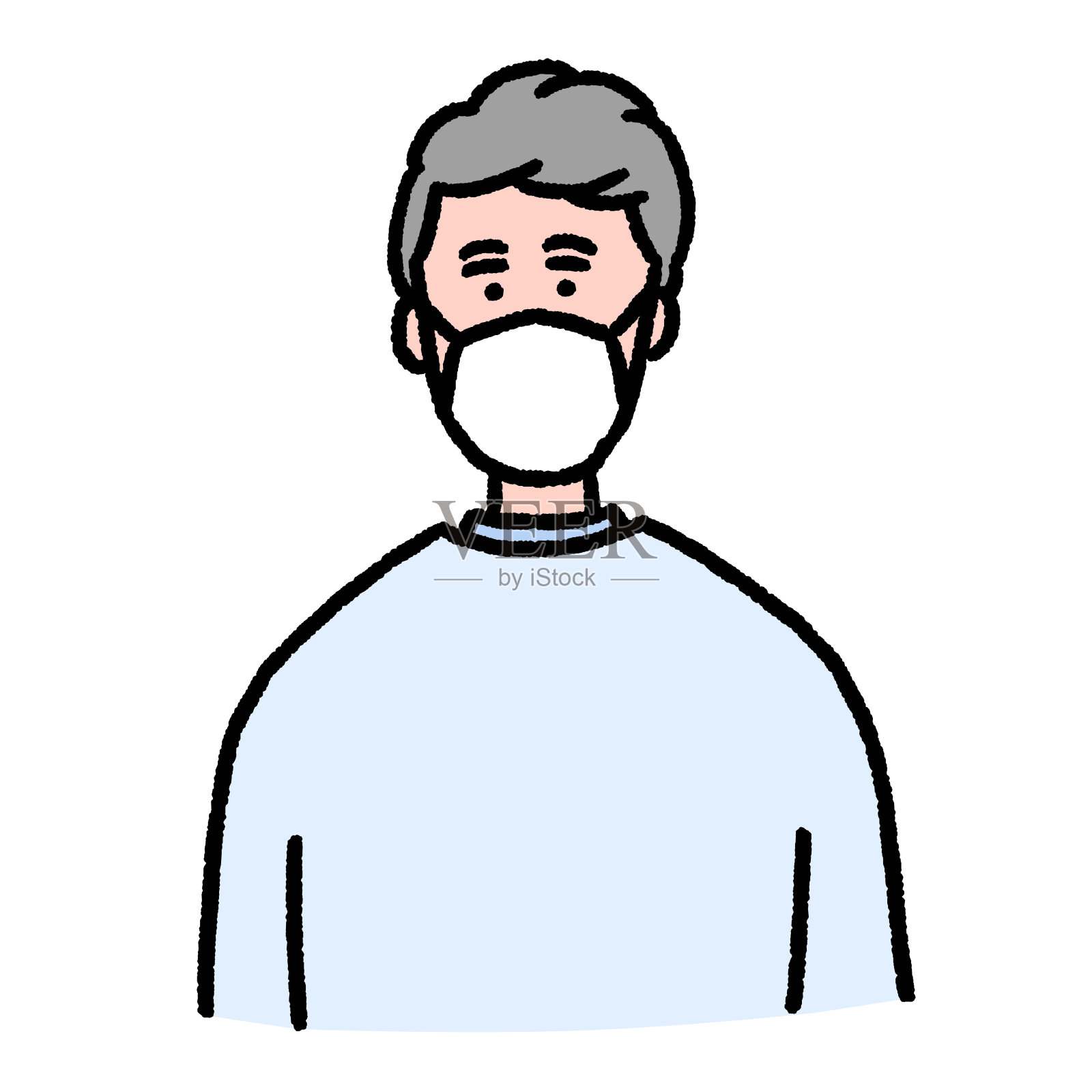 殴打一个戴面具的老人插画图片素材